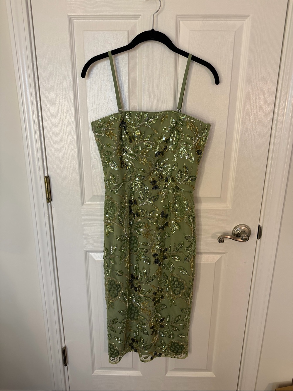 Dress the Population Olive Green Sequin Midi Dress